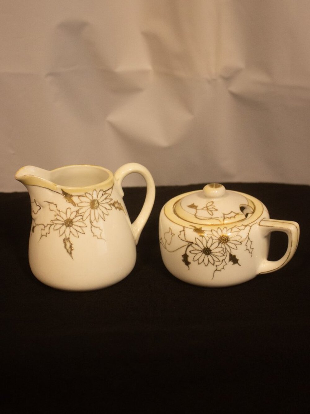 Vintage Hand-Painted Nippon Sugar Bowl & Creamer Set